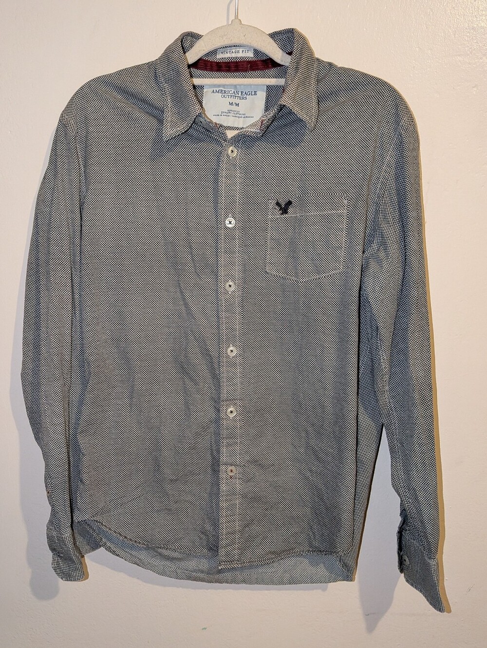 American Eagle Outfitters Men’s Black & White Button‑Down Shirt Size M